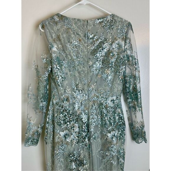 Mac Duggal NWT $698 size 8 EMBELLISHED V NECK ILLUSION LONG SLEEVE GOWN style 67 - Picture 14 of 16